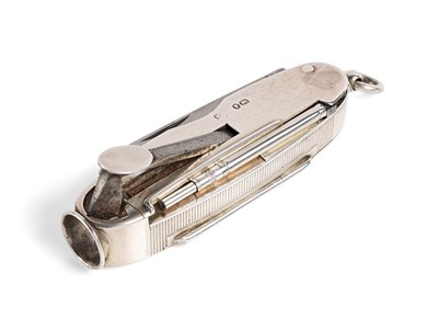 Lot 654 - A VICTORIAN SILVER NOVELTY SMOKER'S COMPANION, WRIGHT & DAVIES, LONDON, 1885