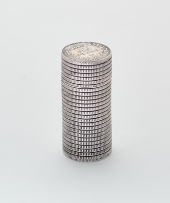 Lot 659 - A VICTORIAN SILVER 'SIXPENCE' VESTA CASE, DAVID & LIONEL SPIERS, BIRMINGHAM, 1887
