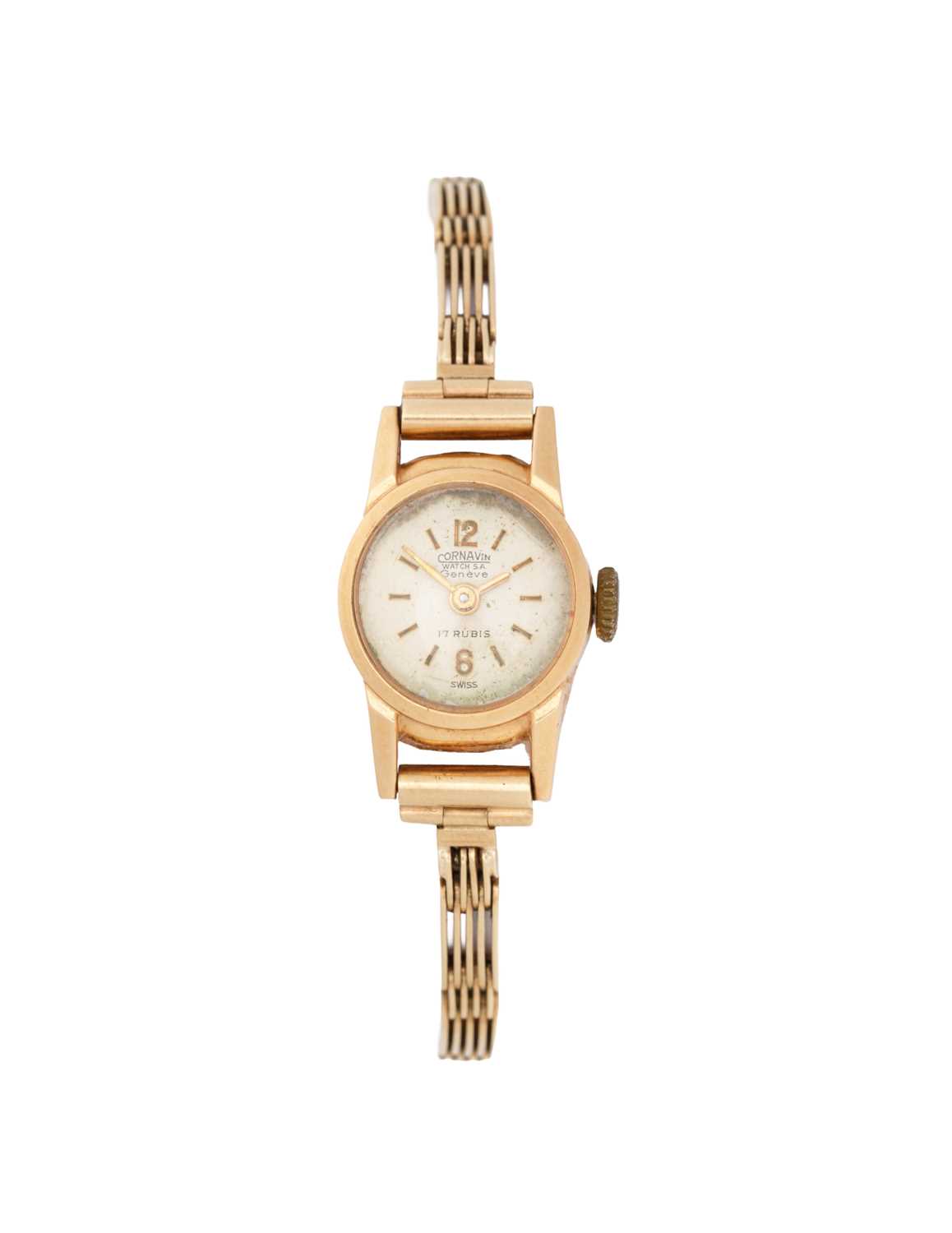 Lot 328 - CORNAVIN: LADY'S GOLD COCKTAIL WATCH, 1950s