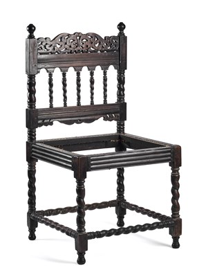 Lot 60 - AN EBONY AND EBONISED ROSEWOOD 'BATAVIAN' CHAIR, INDONESIA, CIRCA 1700
