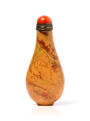 Lot 112 - AN IMITATION-REALGAR GLASS SNUFF BOTTLE, LATE QING DYNASTY