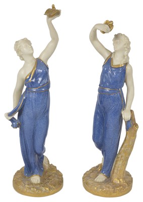 Lot 39 - A PAIR OF ROYAL WORCESTER FIGURES OF 'LIBERTY' AND 'CAPTIVITY'