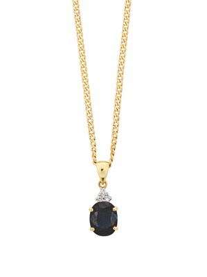 Lot 405 - SAPPHIRE AND DIAMOND PENDANT