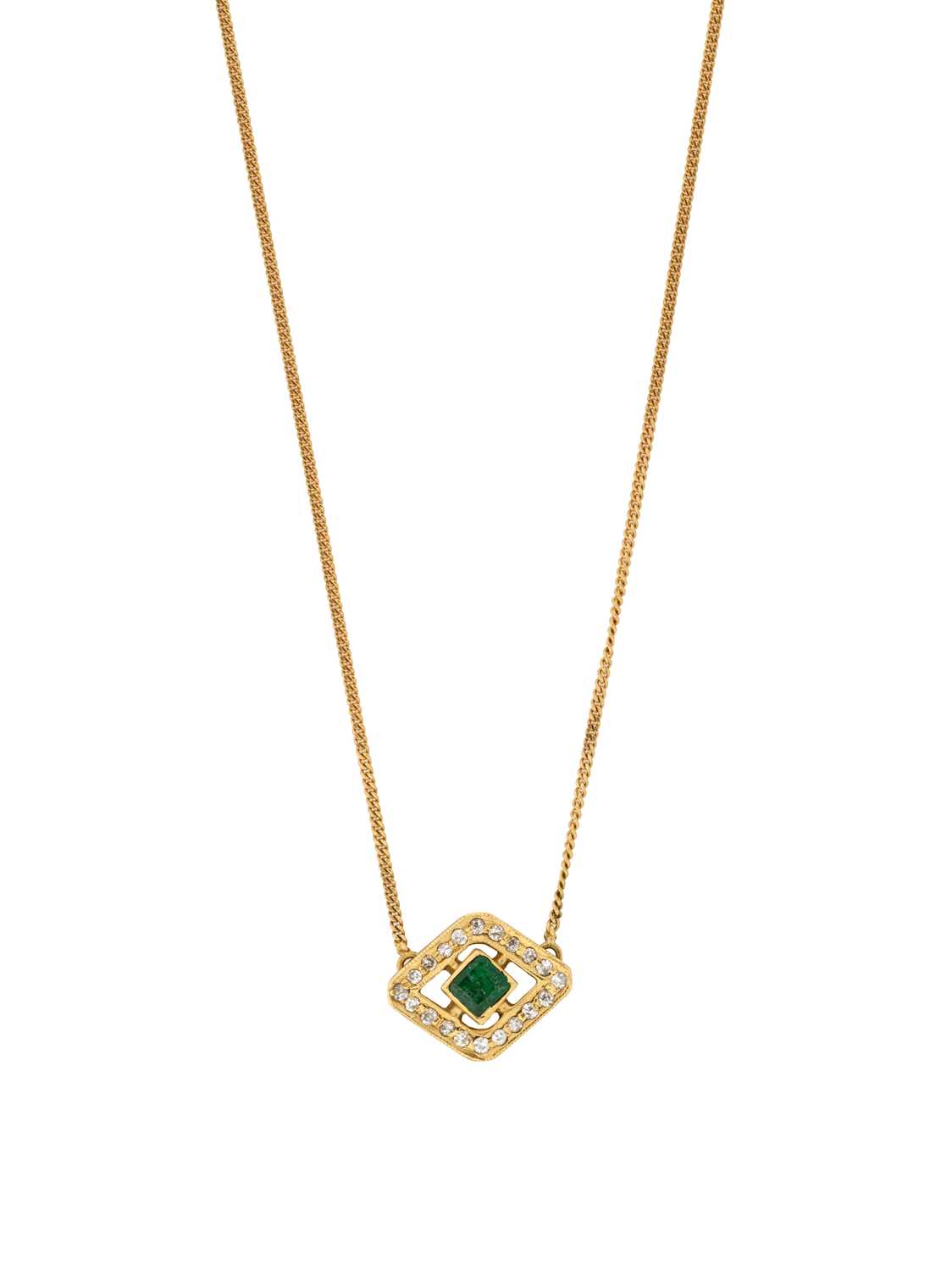 Lot 390 - EMERALD AND DIAMOND PENDANT