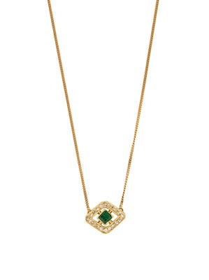 Lot 390 - EMERALD AND DIAMOND PENDANT