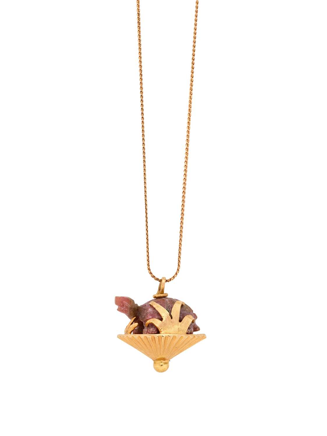 Lot 389 - RHODOCHROSITE PENDANT, 1970s