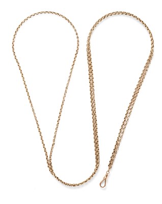 Lot 380 - EDWARDIAN GOLD GUARD CHAIN, 1900s