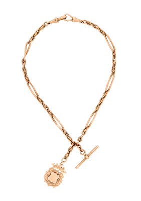 Lot 356 - EDWARDIAN GOLD ALBERT CHAIN, AND FOB, 1906