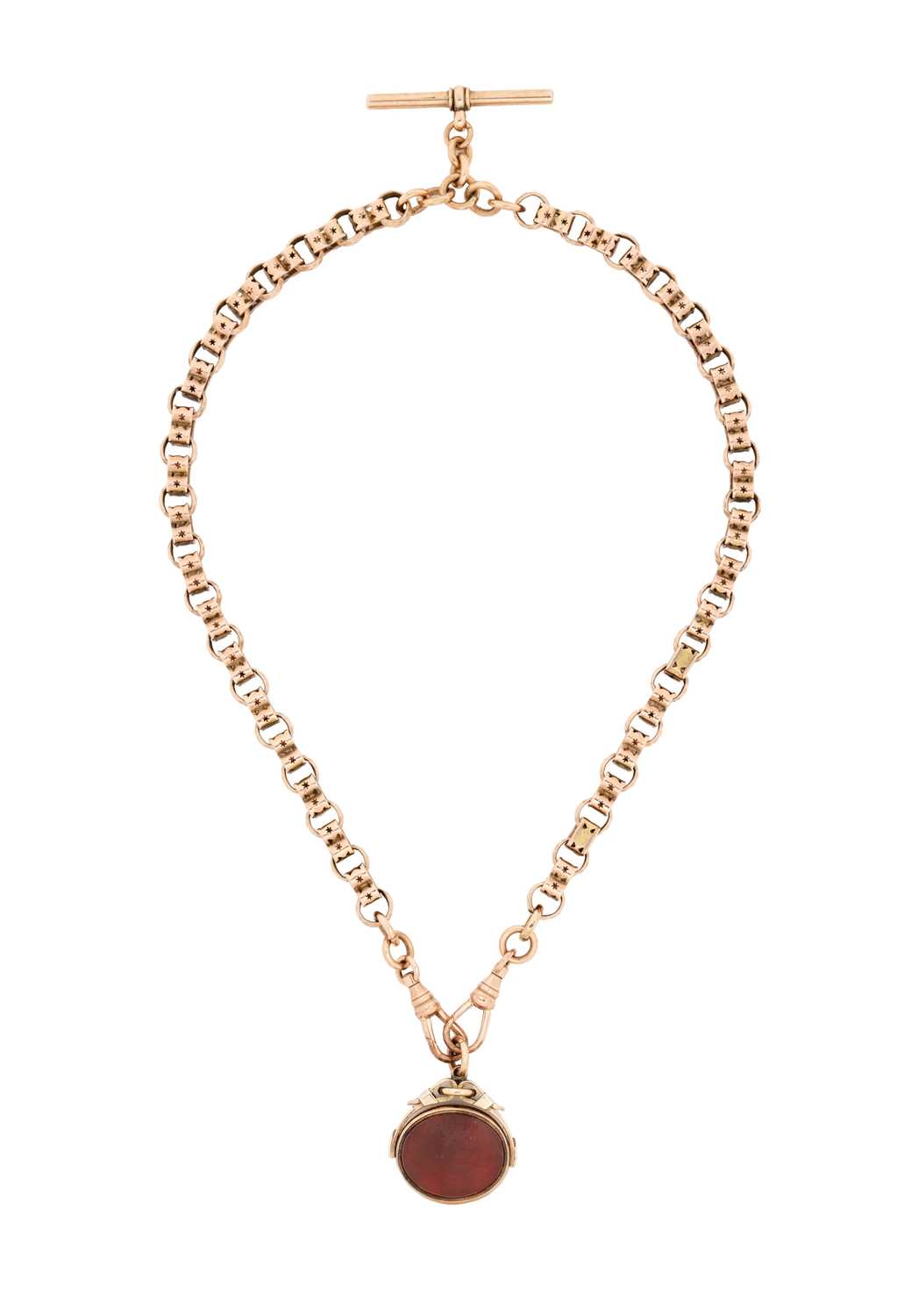 Lot 354 - VICTORIAN GOLD ALBERT CHAIN, AND FOB, 1890s