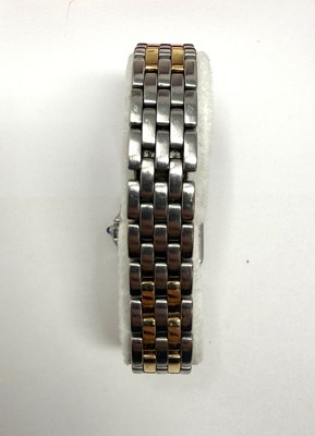 Lot 339 - CARTIER, PANTHERE, REF.1120: LADY'S GOLD AND STAINLESS STEEL BRACELET WATCH, CIRCA 1997