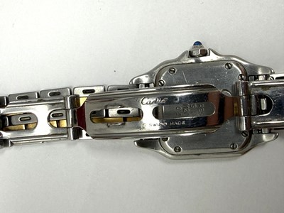 Lot 339 - CARTIER, PANTHERE, REF.1120: LADY'S GOLD AND STAINLESS STEEL BRACELET WATCH, CIRCA 1997