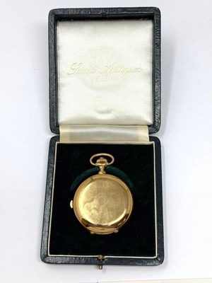 Lot 303 - PATEK PHILIPPE, CHRONOGRAPH: GOLD HUNTER CASED POCKET WATCH, CIRCA 1908