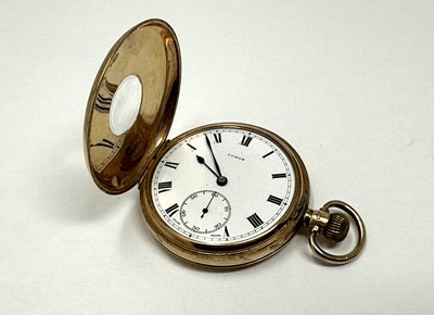 Lot 306 - H.J. COOPER & CO. LTD., 'CUDOS': GOLD HALF-HUNTER CASED POCKET WATCH, CIRCA 1928