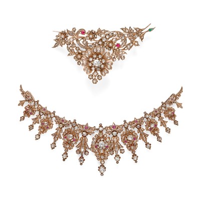 Lot 495 - OTTOMAN EMPIRE RUBY AND DIAMOND PARURE, 1890s