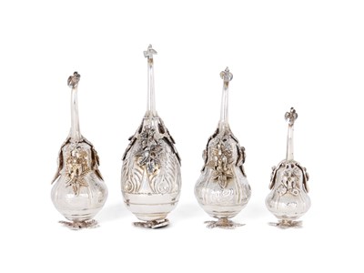 Lot 65 - A SET OF THREE SILVER ROSEWATER SPRINKLERS, OTTOMAN EMPIRE OR SUCCESSOR STATES, EARLY 20TH CENTURY