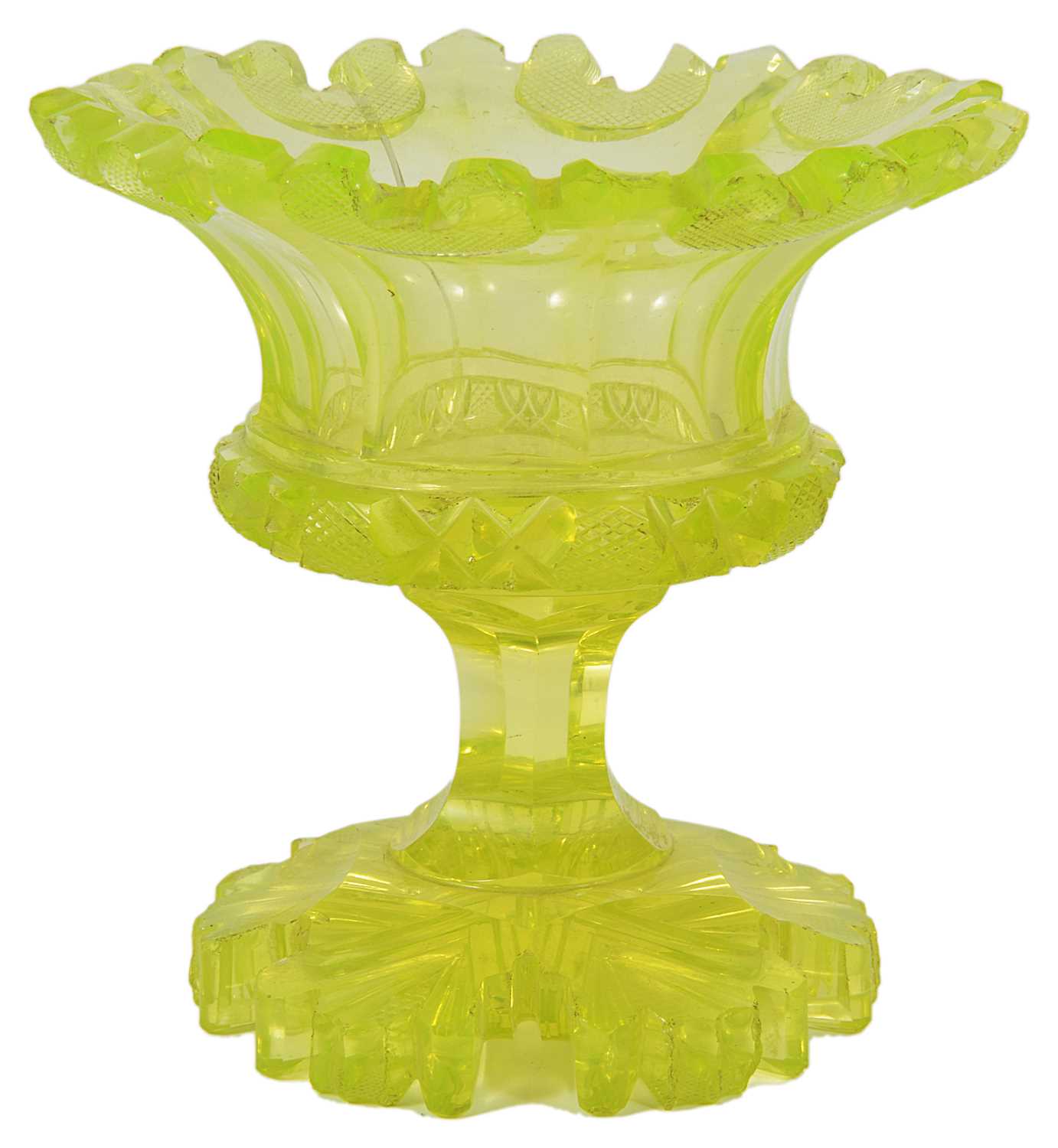 Lot 53 - A BOHEMIAN URANIUM GLASS SUGAR BOWL