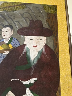 Lot 93 - A KOREAN FOLK PAINTING OF THE MOUNTAIN GOD SANSHIN, JOSEON DYNASTY, LATE 19TH CENTURY