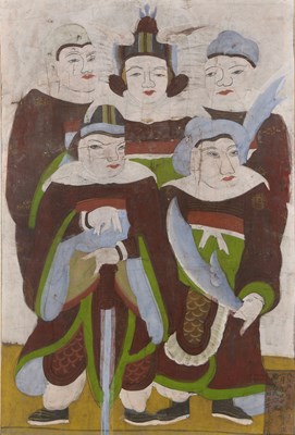 Lot 95 - A KOREAN FOLK PAINTING OF THE SEVEN STARS OF THE BIG DIPPER, JOSEON DYNASTY, 19TH CENTURY