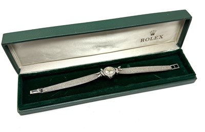 Lot 332 - ROLEX, PRECISION: LADY'S WHITE GOLD AND DIAMOND COCKTAIL WATCH , CIRCA 1965