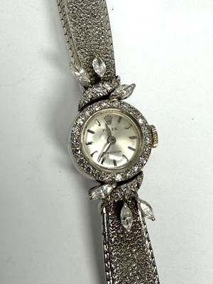 Lot 332 - ROLEX, PRECISION: LADY'S WHITE GOLD AND DIAMOND COCKTAIL WATCH , CIRCA 1965
