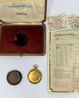 Lot 305 - OMEGA, CHRONOMETRE 'GRADE VERY BEST': GOLD HUNTER CASED POCKET CHRONOMETER WATCH, CIRCA 1922 / 36