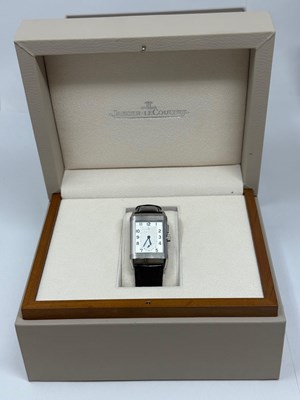 Lot 316 - JAEGER-LECOULTRE, REVERSO DUO, REF.272854: GENTLEMAN'S STAINLESS STEEL WRISTWATCH, CIRCA 2004