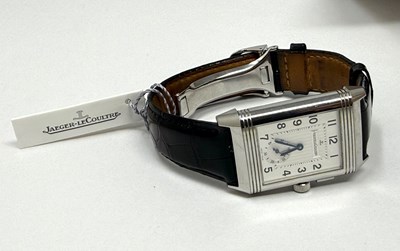 Lot 316 - JAEGER-LECOULTRE, REVERSO DUO, REF.272854: GENTLEMAN'S STAINLESS STEEL WRISTWATCH, CIRCA 2004