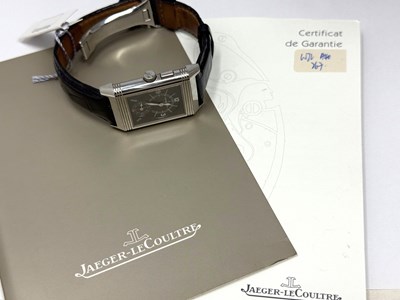 Lot 316 - JAEGER-LECOULTRE, REVERSO DUO, REF.272854: GENTLEMAN'S STAINLESS STEEL WRISTWATCH, CIRCA 2004