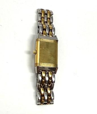 Lot 327 - JAEGER-LECOULTRE, REVERSO, REF.260.550.082: LADY'S STAINLESS STEEL AND GOLD BRACELET WATCH, CIRCA 2002