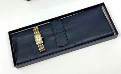 Lot 327 - JAEGER-LECOULTRE, REVERSO, REF.260.550.082: LADY'S STAINLESS STEEL AND GOLD BRACELET WATCH, CIRCA 2002