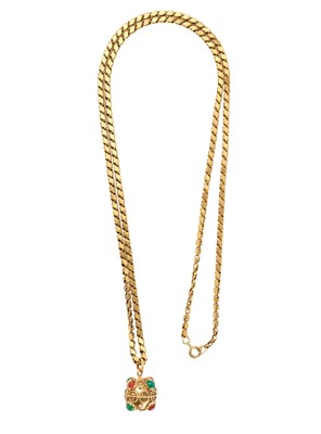 Lot 426 - FANCY LINK CHAIN AND HARDSTONE PENDANT, 1960s