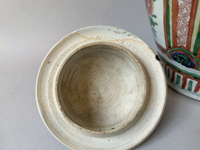 Lot 1 - A CHINESE TRANSITIONAL JAR AND COVER, 17TH CENTURY