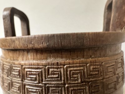 Lot 33 - A RARE CHINESE ARCHAISTIC BAMBOO TRIPOD VESSEL, DING, QING DYNASTY