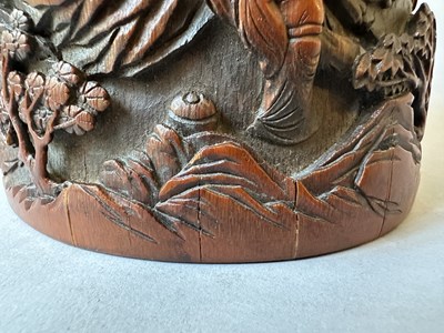 Lot 34 - A CHINESE CARVED AND INSCRIBED BAMBOO BRUSHPOT, BITONG, QING DYNASTY 18/19TH CENTURY