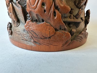 Lot 34 - A CHINESE CARVED AND INSCRIBED BAMBOO BRUSHPOT, BITONG, QING DYNASTY 18/19TH CENTURY