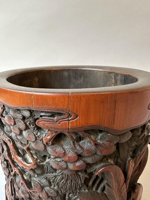 Lot 34 - A CHINESE CARVED AND INSCRIBED BAMBOO BRUSHPOT, BITONG, QING DYNASTY 18/19TH CENTURY