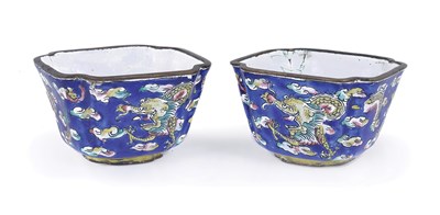 Lot 71 - A PAIR OF CHINESE CANTON ENAMEL WINE CUPS