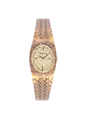 Lot 337 - ROLEX: LADY'S GOLD BRACELET WATCH, CIRCA 1973