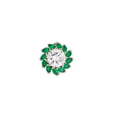 Lot 486 - EMERALD AND DIAMOND RING, 1960s