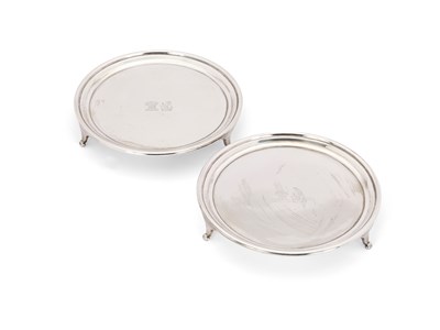Lot 138 - A PAIR OF GEORGE III SILVER WAITERS, SAMUEL & GEORGE WHITFORD, LONDON, 1805