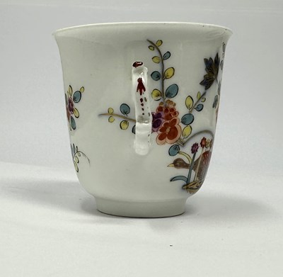 Lot 2 - A MEISSEN PORCELAIN TWO-HANDLED CUP AND SAUCER, THE CUP PROBABLY MID 18TH CENTURY AND THE SAUCER 19TH CENTURY