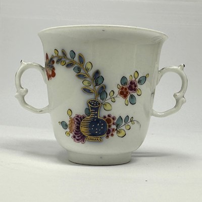 Lot 2 - A MEISSEN PORCELAIN TWO-HANDLED CUP AND SAUCER, THE CUP PROBABLY MID 18TH CENTURY AND THE SAUCER 19TH CENTURY