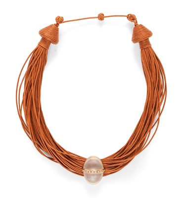 Lot 443 - ROCK CRYSTAL AND DIAMOND PENDANT