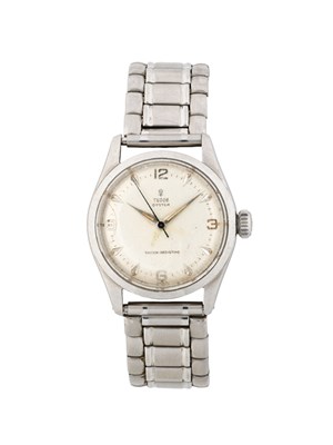Lot 308 - TUDOR, OYSTER, REF.7903: STAINLESS STEEL MID SIZE WRISTWATCH, CIRCA 1960