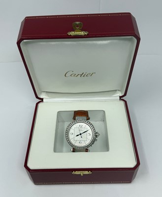 Lot 315 - CARTIER, PASHA, REF.2765: WHITE GOLD AND DIAMOND WRISTWATCH, CIRCA 2005