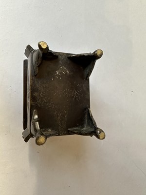 Lot 58 - A CHINESE ARCHAISTIC BRONZE CENSER, FANG DING
