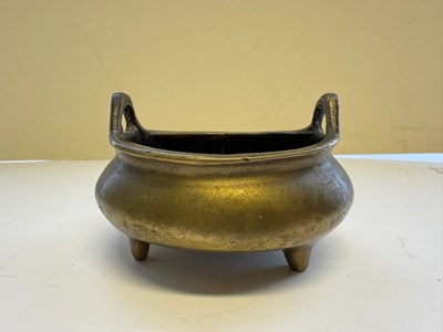 Lot 65 - A CHINESE BRONZE CENSER AND STAND, QING DYNASTY