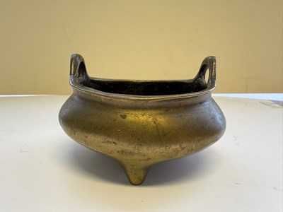 Lot 65 - A CHINESE BRONZE CENSER AND STAND, QING DYNASTY