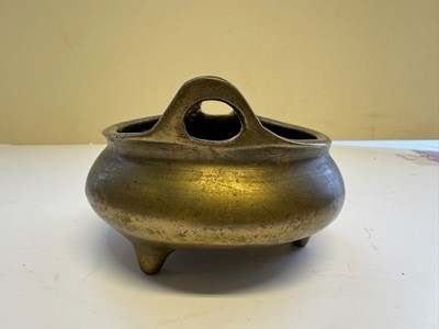 Lot 65 - A CHINESE BRONZE CENSER AND STAND, QING DYNASTY