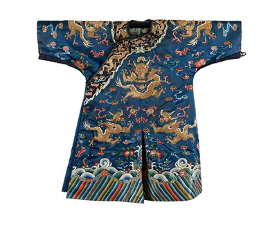 Lot 44 - A CHINESE CHILDS SILK 'NINE DRAGON' ROBE, QING DYNASTY, 19TH CENTURY